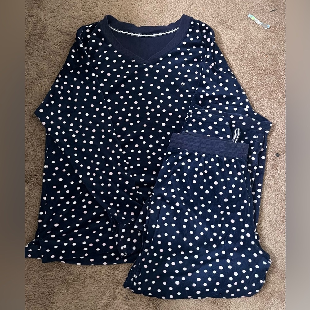 Navy Blue Polka Dot Kids Pajamas